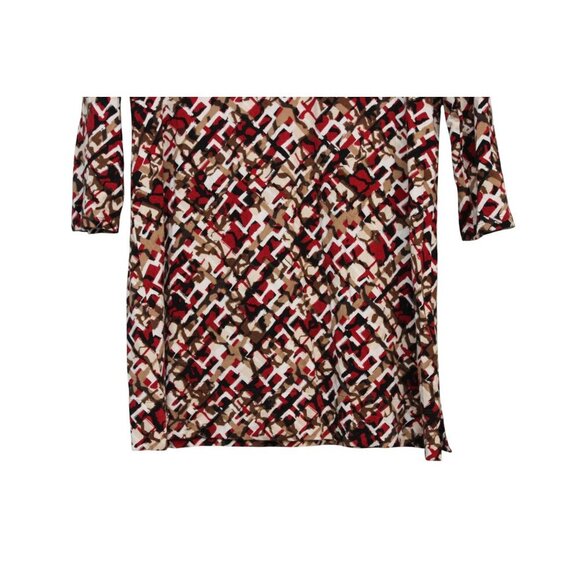 J Jill Wearever Collection Tunic Blouse Size Small Geometric Stretch 3/4 Sleeve - Picture 3 of 10